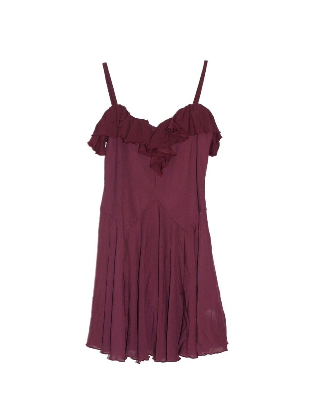 Halara Dress Burgundy Sweetheart Neckling Ruffle Neckline Attached Shorts XS